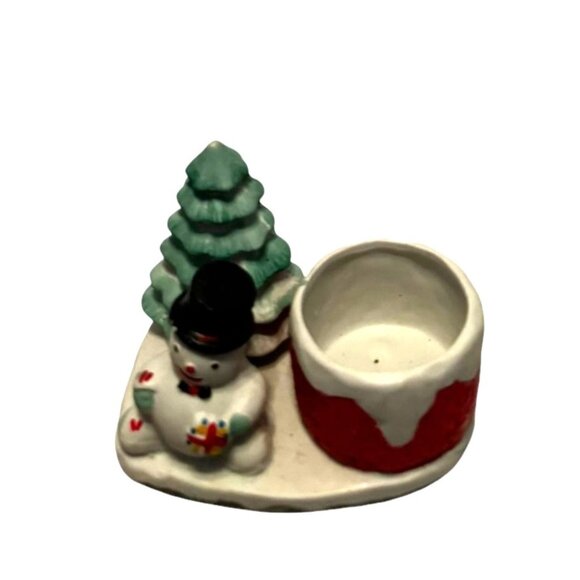 Ceramic Christmas Snowman & Tree Planter - Festive Holiday Decor - Picture 7 of 16